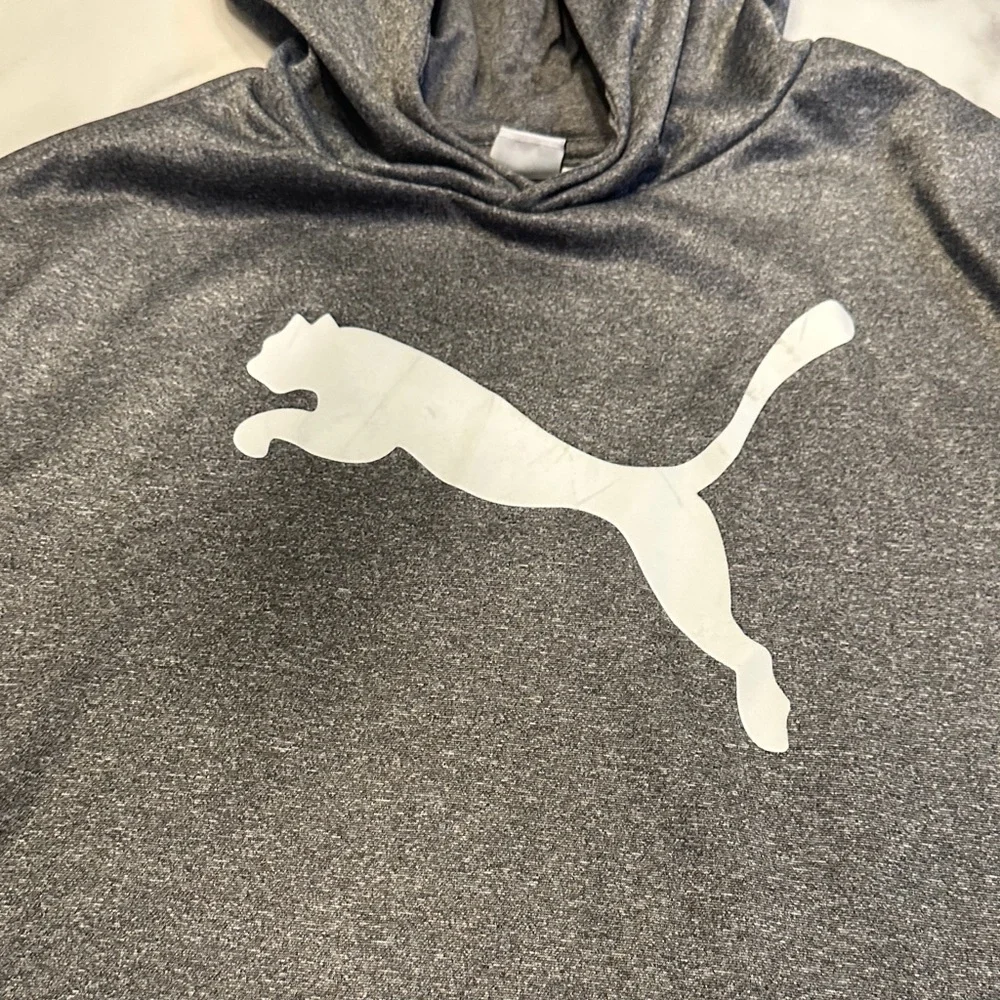 Puma Heather Gray Hoodie with White Logo